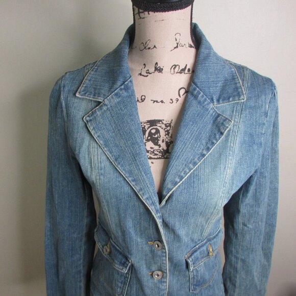 Moe Denim Jacket L Blue Light Wash Pockets - Picture 3 of 10